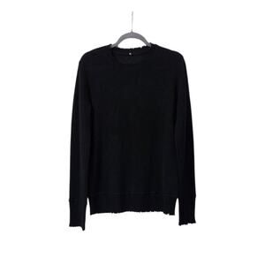 R13 100% Cashmere Black Distressed Edge Pullover Sweater, Women's Size Small
